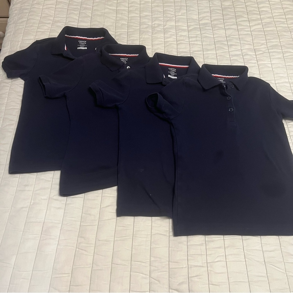 Set of 4 French Toast Girls Uniform Navy Polo Shirt